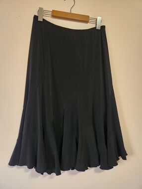 Vintage Joseph Ribkoff Paneled Fit & Flare Black Midi Skirt Size 10 EUC
